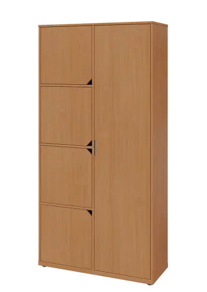 KSR6-82 P skříň šatní, 1x výsuvné ramínko, 4x dvířka, 2053x1022x400 mm, provedení pravé, buk Royal